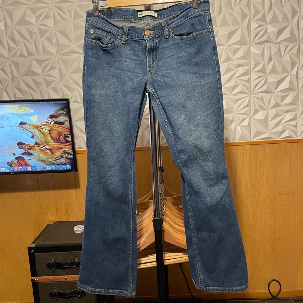 Blue Flare Wide Leg Jeans with Stretch Levi